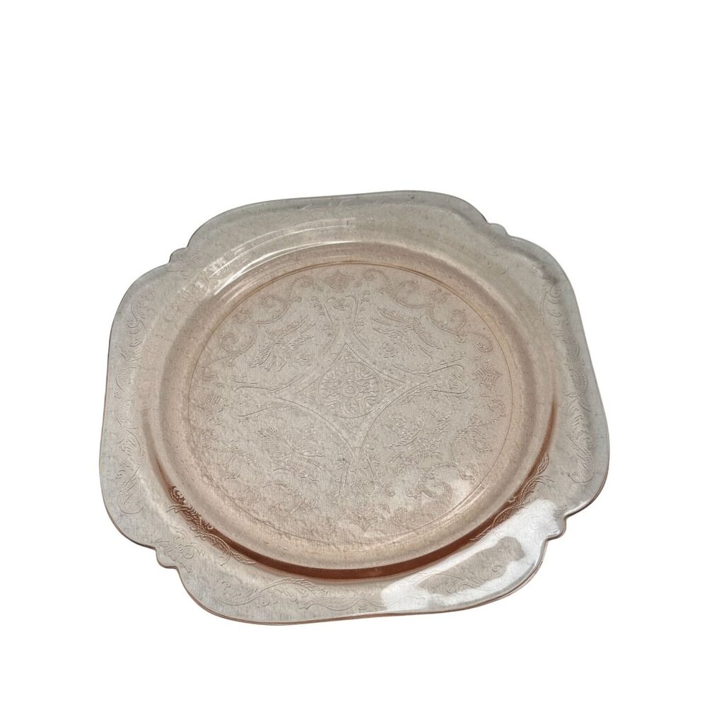 Pink Madrid pattern Federal Depression Glass Plate 10 3/8" Bridal Baby Shower - Picture 4 of 5